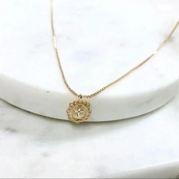 Gold Cross Necklace for woman | Dainty Cross Necklace | CZ Pendant Cross Pendant - Picture 4 of 8